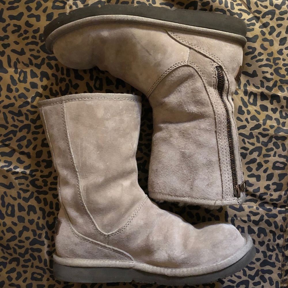 Ugg Bronze Logo Zipper Boots